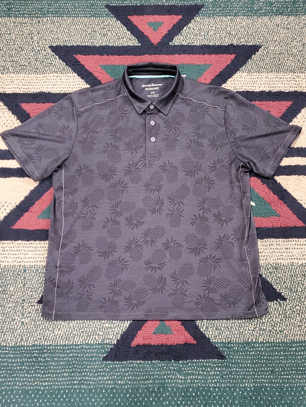 Tommy Bahama Charcoal Pineapple Jacquard Polo